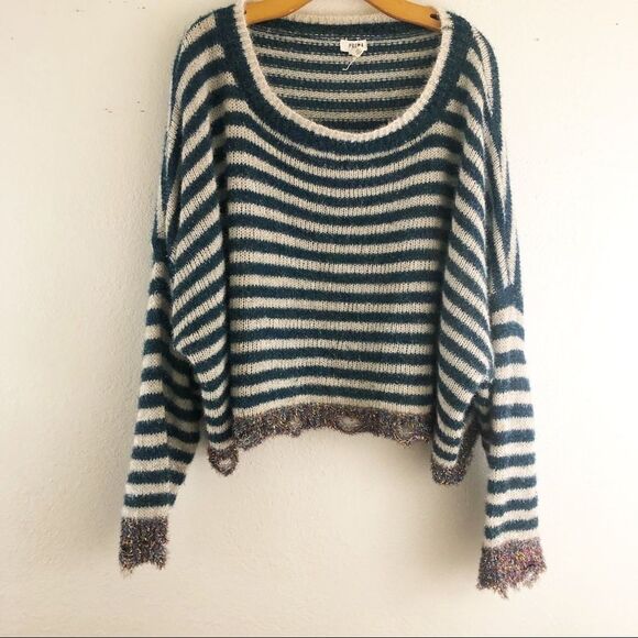 Prima Tinsel Striped Sweater Women's Green White XMAS Christmas XXL - Picture 1 of 6